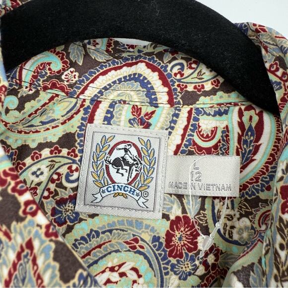 Cinch Boy's Paisley Button Down Long Sleeve Western Shirt Top Size L 12‎ - Picture 5 of 9